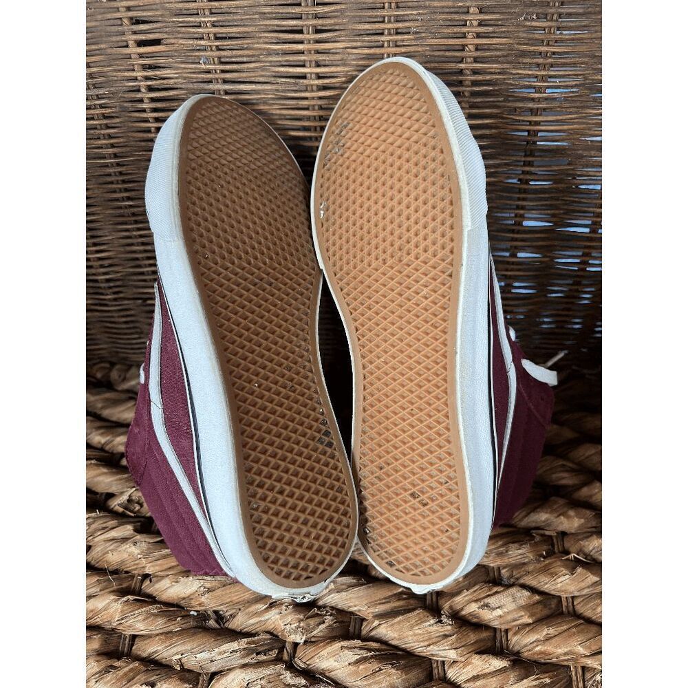 VANS Sk8-Hi Women's Burgundy White Suede Skateboarding Sneakers Shoes Size 8 - Picture 5 of 8